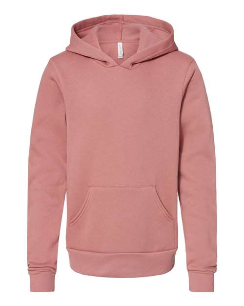 BELLA + CANVAS Youth Sponge Fleece Hoodie Sweatshirt - Mauve