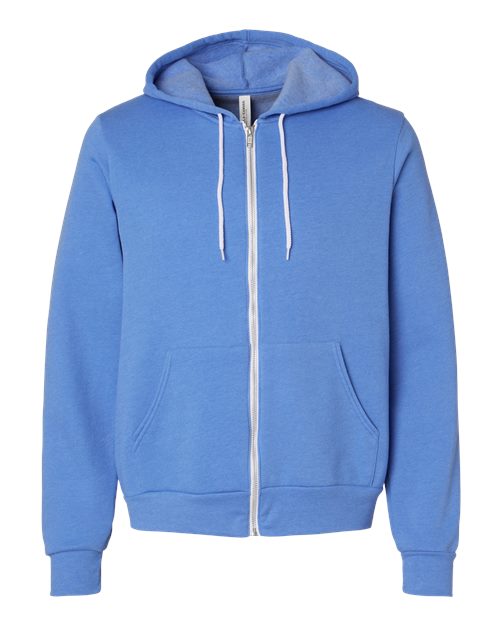 BELLA + CANVAS Unisex Sponge Fleece Full-Zip Hoodie Sweatshirt (Part 1 of 3) - Heather Columbia Blue