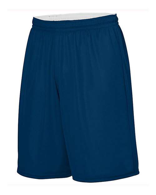 Augusta Sportswear Youth Reversible Wicking Shorts - Navy/ White
