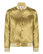 Augusta Sportswear Unisex Satin Baseball Jacket Striped Trim - Metallic Gold/ White