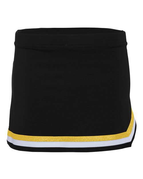 Augusta Sportswear Girls' Pike Cheer Skirt - Black/ White/ Metallic Gold