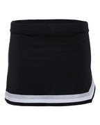 Augusta Sportswear Girls' Pike Cheer Skirt - Black/ White/ Metallic Silver