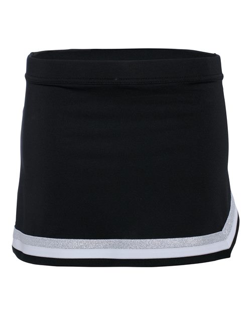 Augusta Sportswear Girls' Pike Cheer Skirt - Black/ White/ Metallic Silver