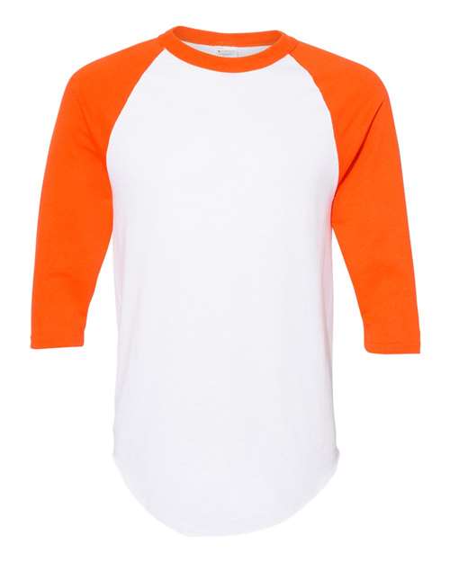 Augusta Sportswear Unisex Three-Quarter Raglan Sleeve Baseball Jersey T-Shirt (Part 1 of 2) - White/ Orange
