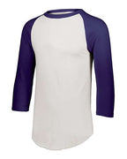 Augusta Sportswear Youth Three-Quarter Sleeve Baseball Jersey - White/ Purple