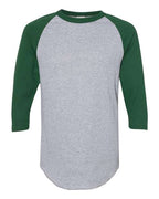 Augusta Sportswear Unisex Three-Quarter Raglan Sleeve Baseball Jersey T-Shirt (Part 1 of 2) - Athletic Heather/ Dark Green