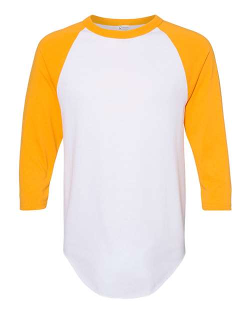 Augusta Sportswear Unisex Three-Quarter Raglan Sleeve Baseball Jersey T-Shirt (Part 1 of 2) - White/ Gold