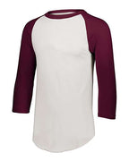 Augusta Sportswear Unisex Three-Quarter Raglan Sleeve Baseball Jersey T-Shirt (Part 1 of 2) - White/ Maroon