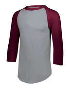 Augusta Sportswear Youth Three-Quarter Sleeve Baseball Jersey - Athletic Heather/ Maroon