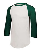 Augusta Sportswear Youth Three-Quarter Sleeve Baseball Jersey - White/ Dark Green