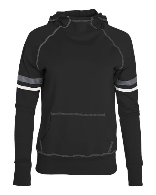 Augusta Sportswear Girls' Spry Hooded Sweatshirt - Black/ White/ Carbon