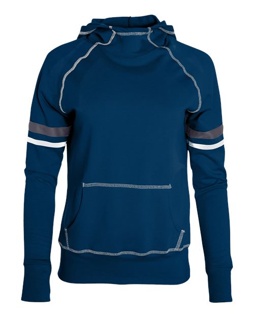 Augusta Sportswear Girls' Spry Hooded Sweatshirt - Navy/ White/ Carbon
