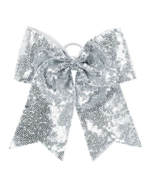 Augusta Sportswear Sequin Cheer Hair Bow - Silver Grey