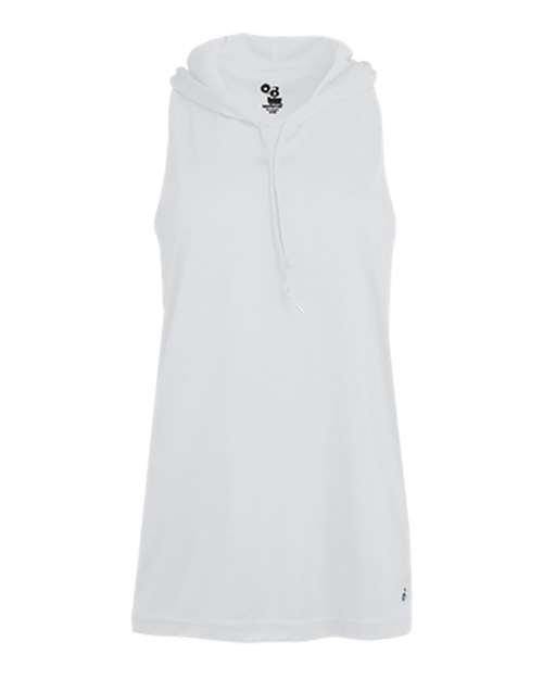 Badger Women's B-Core Racerback Hooded Tank Top - White