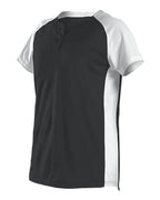 Alleson Athletic Women's Two Button Fastpitch Jersey - Black/ White