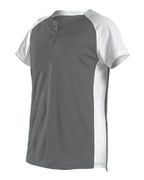 Alleson Athletic Women's Two Button Fastpitch Jersey - Charcoal/ White
