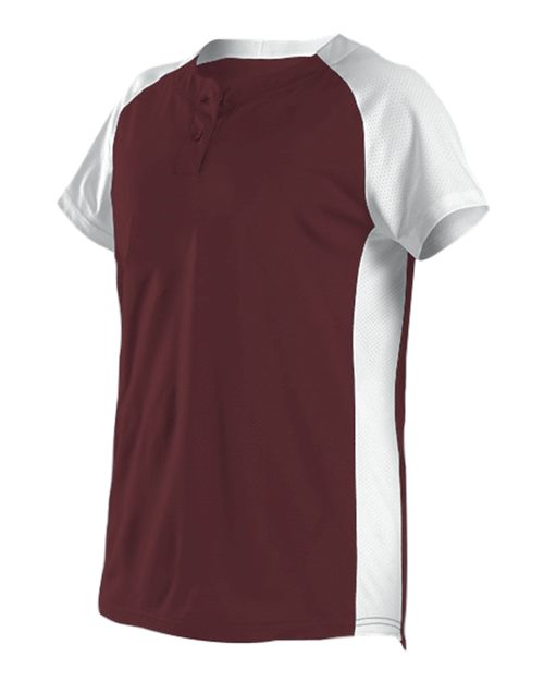 Alleson Athletic Women's Two Button Fastpitch Jersey - Maroon/ White