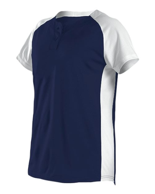 Alleson Athletic Women's Two Button Fastpitch Jersey - Navy/ White