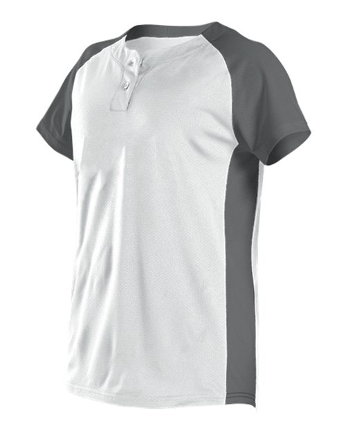 Alleson Athletic Women's Two Button Fastpitch Jersey - White/ Charcoal