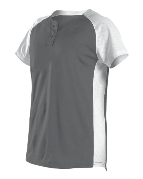 Alleson Athletic Girls' Two Button Fastpitch Jersey - Charcoal/ White