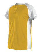 Alleson Athletic Girls' Two Button Fastpitch Jersey - Gold/ White