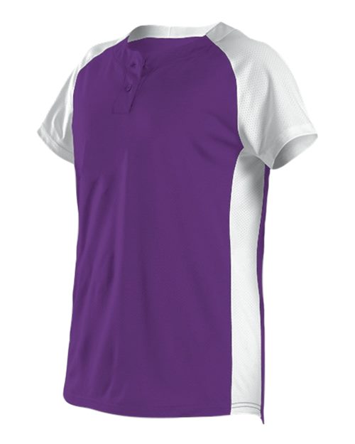 Alleson Athletic Girls' Two Button Fastpitch Jersey - Purple/ White