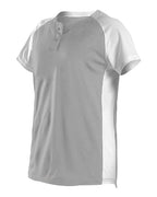 Alleson Athletic Girls' Two Button Fastpitch Jersey - Silver/ White