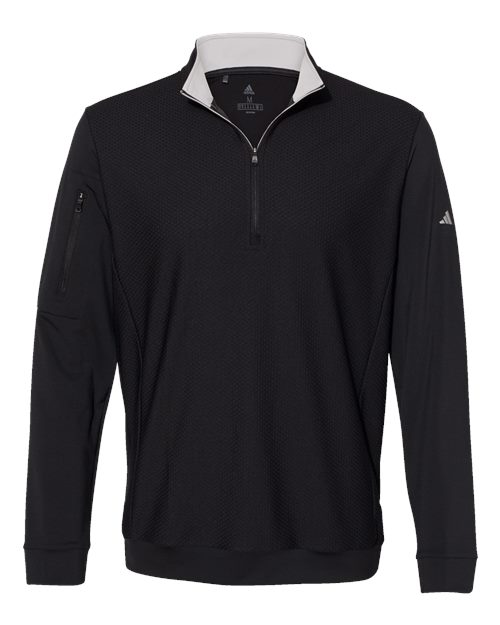 Adidas Men's Textured Quarter-Zip Pullover - Black