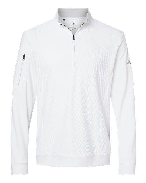 Adidas Men's Textured Quarter-Zip Pullover - White