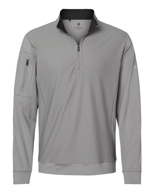 Adidas Men's Textured Quarter-Zip Pullover - Grey Three