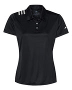 Adidas Women's 3-Stripes Shoulder Polo - Black/ White