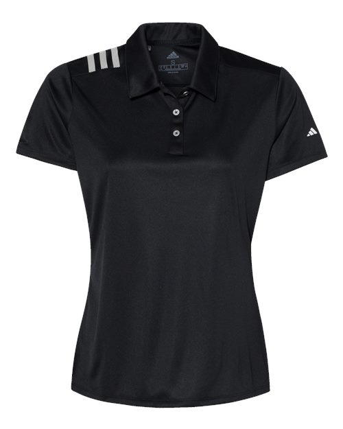 Adidas Women's 3-Stripes Shoulder Polo - Black/ White