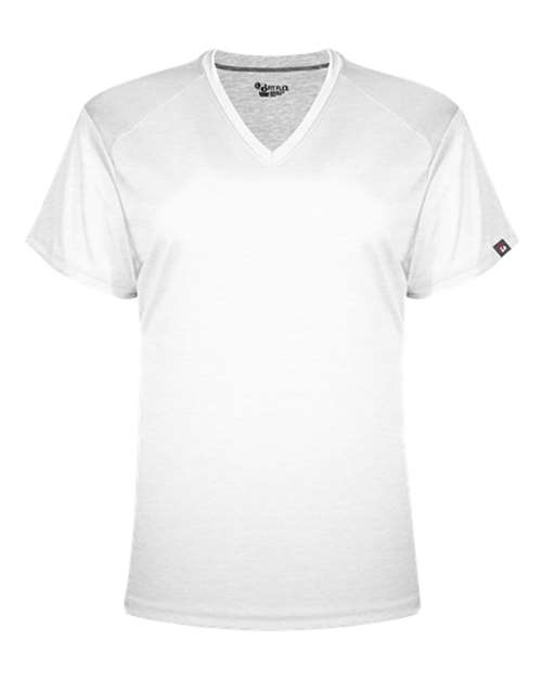 Badger Women's FitFlex Performance V-Neck T-Shirt - White