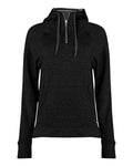 Badger Women's FitFlex French Terry Quarter-Zip Hooded Pullover - Black