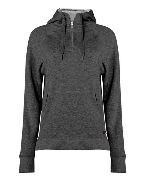 Badger Women's FitFlex French Terry Quarter-Zip Hooded Pullover - Charcoal