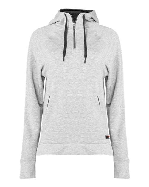 Badger Women's FitFlex French Terry Quarter-Zip Hooded Pullover - Oxford