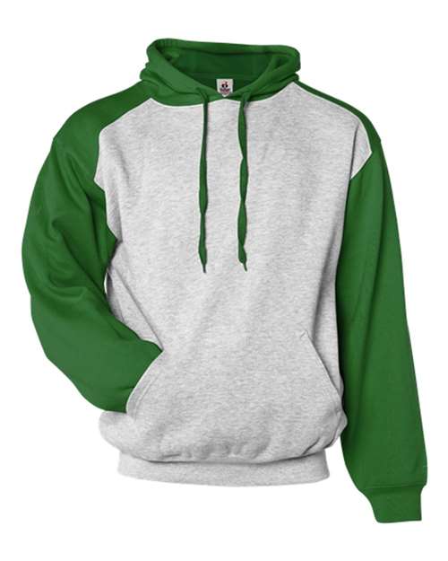 Badger Unisex Sport Athletic Fleece Hooded Sweatshirt - Oxford/ Kelly