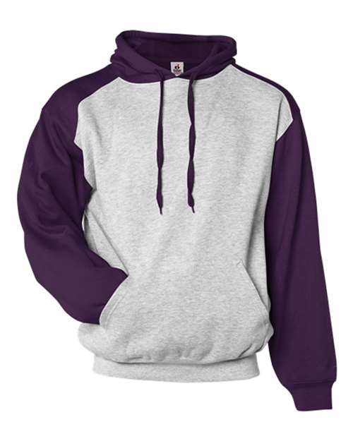 Badger Unisex Sport Athletic Fleece Hooded Sweatshirt - Oxford/ Purple