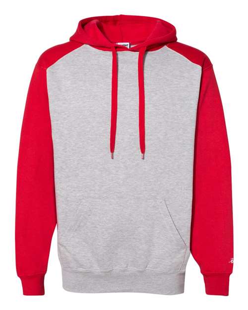 Badger Unisex Sport Athletic Fleece Hooded Sweatshirt - Oxford/ Red