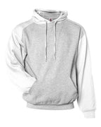 Badger Unisex Sport Athletic Fleece Hooded Sweatshirt - Oxford/ White