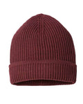 Atlantis Headwear Sustainable Finish Edge Cuffed Beanie - Burgundy Melange