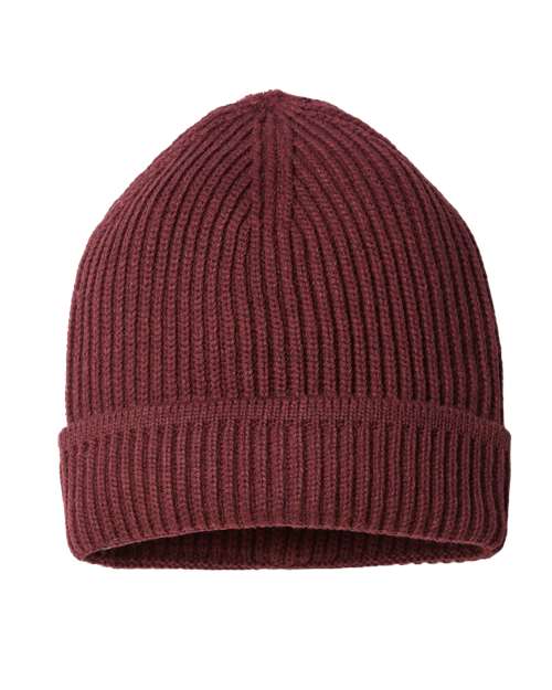 Atlantis Headwear Sustainable Finish Edge Cuffed Beanie - Burgundy Melange