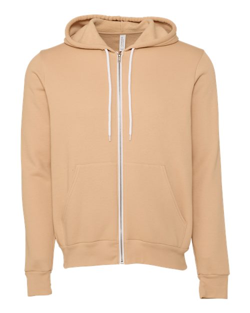 BELLA + CANVAS Unisex Sponge Fleece Full-Zip Hoodie Sweatshirt (Part 2 of 3) - Heather Sand Dune