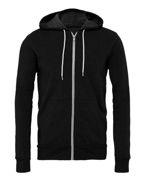 BELLA + CANVAS Unisex Sponge Fleece Full-Zip Hoodie Sweatshirt (Part 1 of 3) - Black Heather