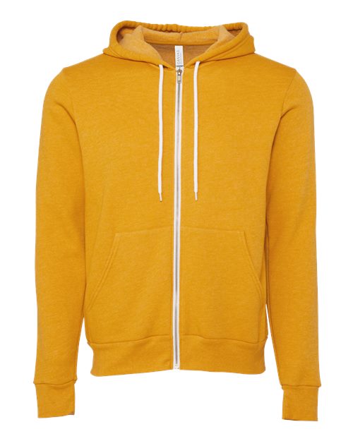 BELLA + CANVAS Unisex Sponge Fleece Full-Zip Hoodie Sweatshirt (Part 2 of 3) - Heather Mustard