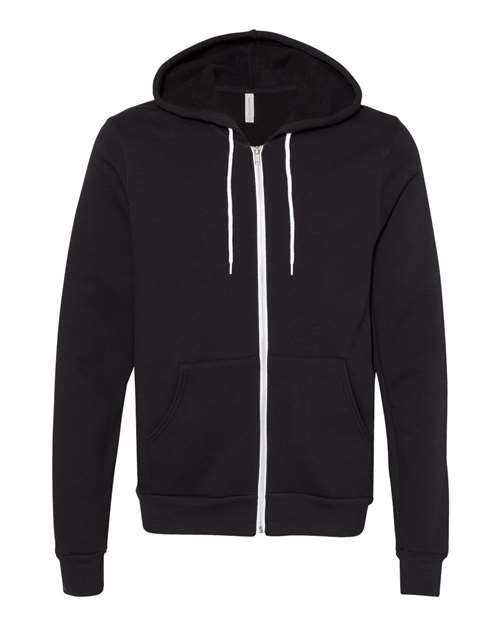 BELLA + CANVAS Unisex Sponge Fleece Full-Zip Hoodie Sweatshirt (Part 1 of 3) - DTG Black