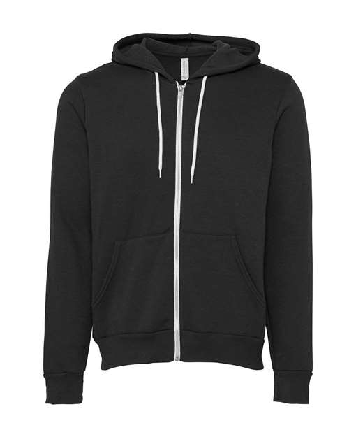 BELLA + CANVAS Unisex Sponge Fleece Full-Zip Hoodie Sweatshirt (Part 1 of 3) - DTG Dark Grey