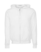 BELLA + CANVAS Unisex Sponge Fleece Full-Zip Hoodie Sweatshirt (Part 1 of 3) - DTG White