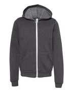 BELLA + CANVAS Youth Sponge Fleece Full-Zip Hoodie Sweatshirt - Dark Grey Heather
