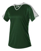 Alleson Athletic Girls' V-Neck Fastpitch Jersey - Forest/ White